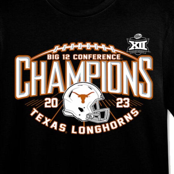 Texas Longhorns Big 12 Champs 2023 Helmet Graphic Football Fan Pride Shirt 159 - Picture 2 of 5